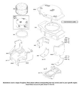 Blower Housing Diagram and Parts List for 42B707-1116-XX  Briggs and Stratton Engine